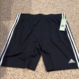 Adidas Men's Athletic Shorts in Black with White Stripes 18-20+ Husky